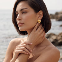 Flow Statement Stud Earrings | 18K Gold Plated S925 Silver | Olaty