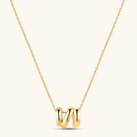 Sculpted initial N pendant necklace in 18K gold-plated 925 sterling silver with fine chain | Olaty