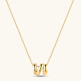 Sculpted initial N pendant necklace in 18K gold-plated 925 sterling silver with fine chain | Olaty