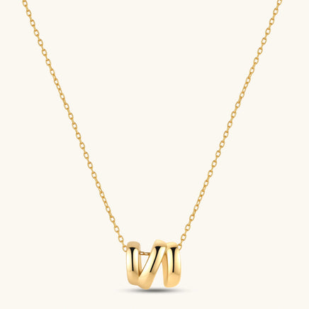 Sculpted initial N pendant necklace in 18K gold-plated 925 sterling silver with fine chain | Olaty