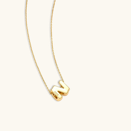 Back view of initial N pendant necklace showing polished 925 sterling silver construction | Olaty