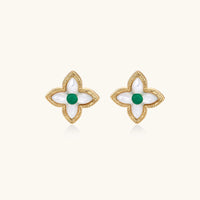 Painted Garden Lucky Clover Pearl Studs Earring | Olaty