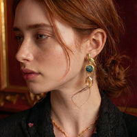 Painted Garden Songbird Abalone Drops Earrings | Olaty