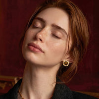 Painted Garden Golden Empress Tiger's Eye Studs Earrings | Olaty