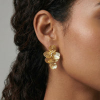 Feminine Aura Golden Bloom Double Earrings | Olaty
