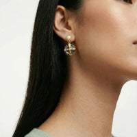 Painted Garden Pearl Abalone Cross Drops Earrings | Olaty