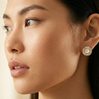 Feminine Aura Sunburst Pearl Studs Earrings | Olaty
