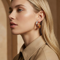 Painted Garden Twisted Flame Hoops Earrings | Olaty