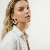 Painted Garden Dream Marble Diamond Drops Earrings | Olaty