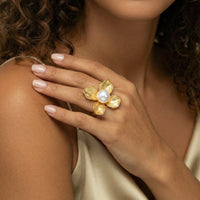 Painted Garden Blooming Pearl Statement Ring | Olaty