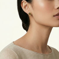 Painted Garden Golden Empress Tiger's Eye Studs Earrings | Olaty