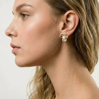 Feminine Aura Bloom Pearl Studs Earrings | Olaty