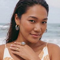 Painted Garden Sunrise Ripple Hoops Earrings | Olaty