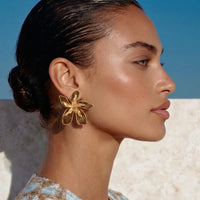 Painted Garden Golden Petal Statement Earrings | Olaty