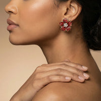 Painted Garden Ruby Bloom Stud Earrings | Olaty