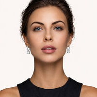 GRA Certified 1 CT VVS1 Moissanite Diamond Halo Drop Earrings in 925 Sterling Silver | Olaty