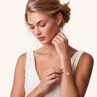 GRA Certified 0.5 CT Pink VVS1 Moissanite Diamond Halo Bracelet in 925 Sterling Silver | Olaty