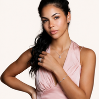 GRA Certified Pink VVS1 Moissanite Diamond Jewelry Set in 925 Sterling Silver | Necklace, Ring, Earrings & Bracelet | Olaty