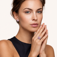 GRA Certified 1 CT Pink VVS1 Moissanite Diamond Halo Stud Earrings in 925 Sterling Silver | Olaty