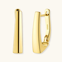Golden Hour Sculpted Huggie Earrings in 14K gold-plated 925 sterling silver shown from front and side with hinged closure | Olaty