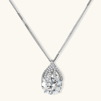 GRA certified moissanite diamond Teardrop Brilliance pendant necklace in 925 sterling silver front view | Olaty