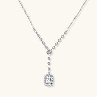 Front view of GRA Certified Moissanite Diamond Celestial Drop Necklace in 925 sterling silver | Olaty
