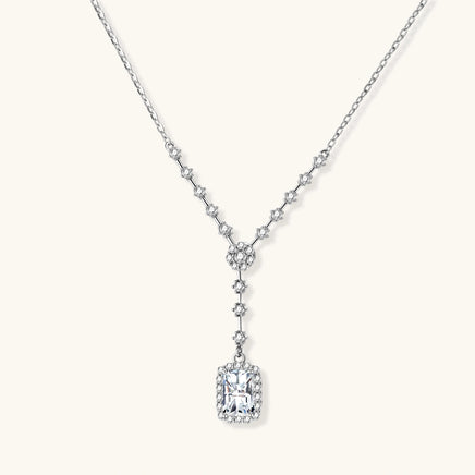 Front view of GRA Certified Moissanite Diamond Celestial Drop Necklace in 925 sterling silver | Olaty