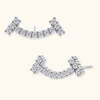 GRA Certified Moissanite Diamond Cosmic Arc Climber Earrings in polished sterling silver | Olaty