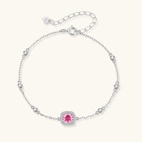 GRA certified pink moissanite bracelet in polished 925 sterling silver front view | Olaty
