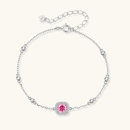 GRA certified pink moissanite bracelet in polished 925 sterling silver front view | Olaty