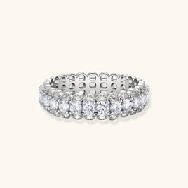 GRA Certified Moissanite Diamond Infinite Eternity Ring front view in 925 sterling silver | Olaty
