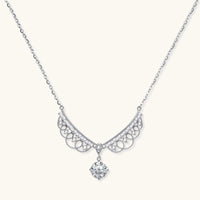 Front view of GRA Certified Moissanite Diamond Angel Wing Necklace in 925 sterling silver | Olaty