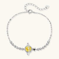 GRA Certified Yellow Moissanite Diamond Stellar Dreams Celestial Bracelet in polished sterling silver | Olaty