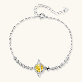 GRA Certified Yellow Moissanite Diamond Stellar Dreams Celestial Bracelet in polished sterling silver | Olaty