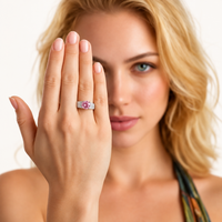 GRA Certified Pink Moissanite Diamond Rose Luxe Statement Ring 925 Sterling Silver VVS1 | Olaty