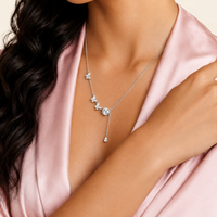 GRA Certified Moissanite Diamond Flutter Dreams Lariat Necklace 925 Sterling Silver VVS1 | Olaty