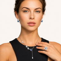 GRA Certified Rainbow Moissanite Diamond Jewelry Set Necklace Earrings Ring 925 Sterling Silver VVS1 | Olaty