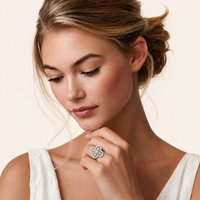 GRA Certified Moissanite Diamond Lucky Clover Ring 925 Sterling Silver VVS1 | Olaty