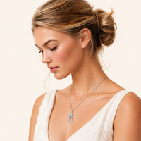 GRA Certified Blue Moissanite Diamond Dreamcatcher Spirit Necklace 925 Sterling Silver VVS1 | Olaty