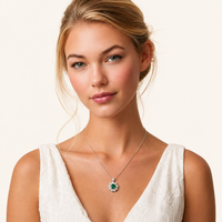 GRA Certified Green Moissanite Diamond Green Daisy Bloom Necklace 925 Sterling Silver VVS1 | Olaty