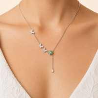 GRA Certified Green Moissanite Diamond Butterfly Dreams Lariat Necklace 925 Sterling Silver VVS1 | Olaty