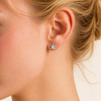 GRA Certified Moissanite Diamond Winter Spark Snowflake Stud Earrings 925 Sterling Silver VVS1 | Olaty