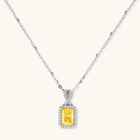 GRA Certified Yellow Moissanite Diamond Radiance pendant necklace in polished 925 sterling silver | Olaty