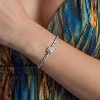 GRA Certified Moissanite Diamond Luxe Center Tennis Bracelet 925 Sterling Silver VVS1 | Olaty