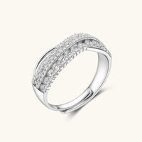 GRA Certified Moissanite Diamond Infinity Crossover Ring angled view with pavé crossover bands | Olaty