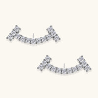 Moissanite Diamond Cosmic Arc Ear Climbers with curved graduated stone design | Olaty