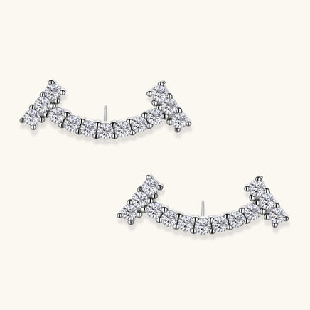 Moissanite Diamond Cosmic Arc Ear Climbers with curved graduated stone design | Olaty