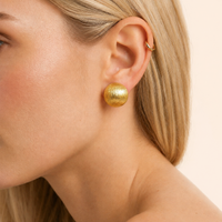 Brushed Gold Dome Clip Earrings | 24K Gold Vermeil | Olaty