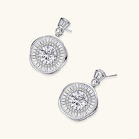 Celestial Moissanite Diamond Drop Earrings in sterling silver displayed diagonally | Olaty