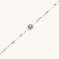 GRA certified round pink moissanite sterling silver bracelet detailed full length view | Olaty